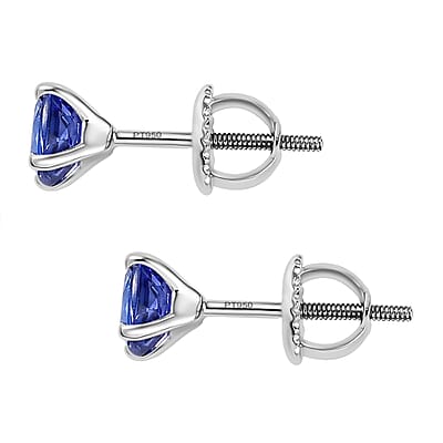 Certified & Appraised Rhapsody AAAA Tanzanite 1.30 ctw Solitaire Stud Earrings in 950 Platinum