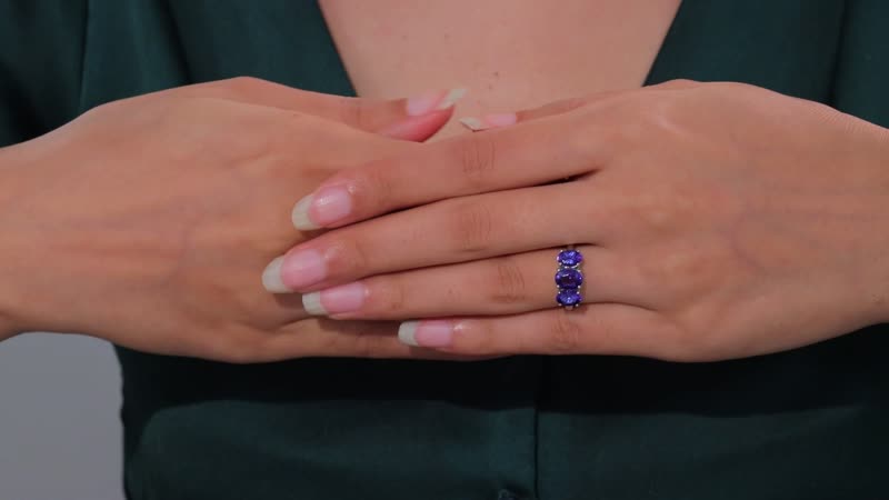 Certified & Appraised Rhapsody AAAA Tanzanite 3.30 ctw 3 Stone Ring in 950 Platinum 5.56 Grams
