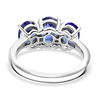 Certified & Appraised Rhapsody AAAA Tanzanite 3.30 ctw 3 Stone Ring in 950 Platinum (Size 6.0) 5.56 Grams