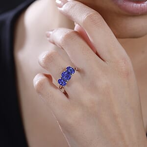 Certified & Appraised Rhapsody AAAA Tanzanite 3.30 ctw 3 Stone Ring in 950 Platinum (Size 8.0) 5.56 Grams
