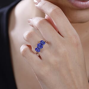 Certified & Appraised Rhapsody AAAA Tanzanite 3.30 ctw 3 Stone Ring in 950 Platinum (Size 9.0) 5.56 Grams