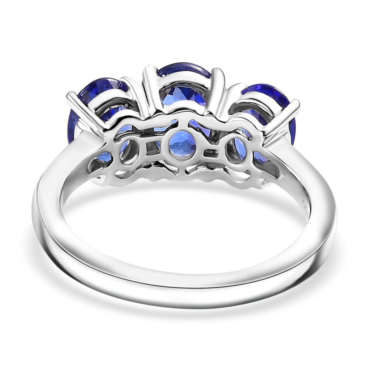 Certified & Appraised Rhapsody AAAA Tanzanite 3.30 ctw 3 Stone Ring in 950 Platinum (Size 9.0) 5.56 Grams image number 4