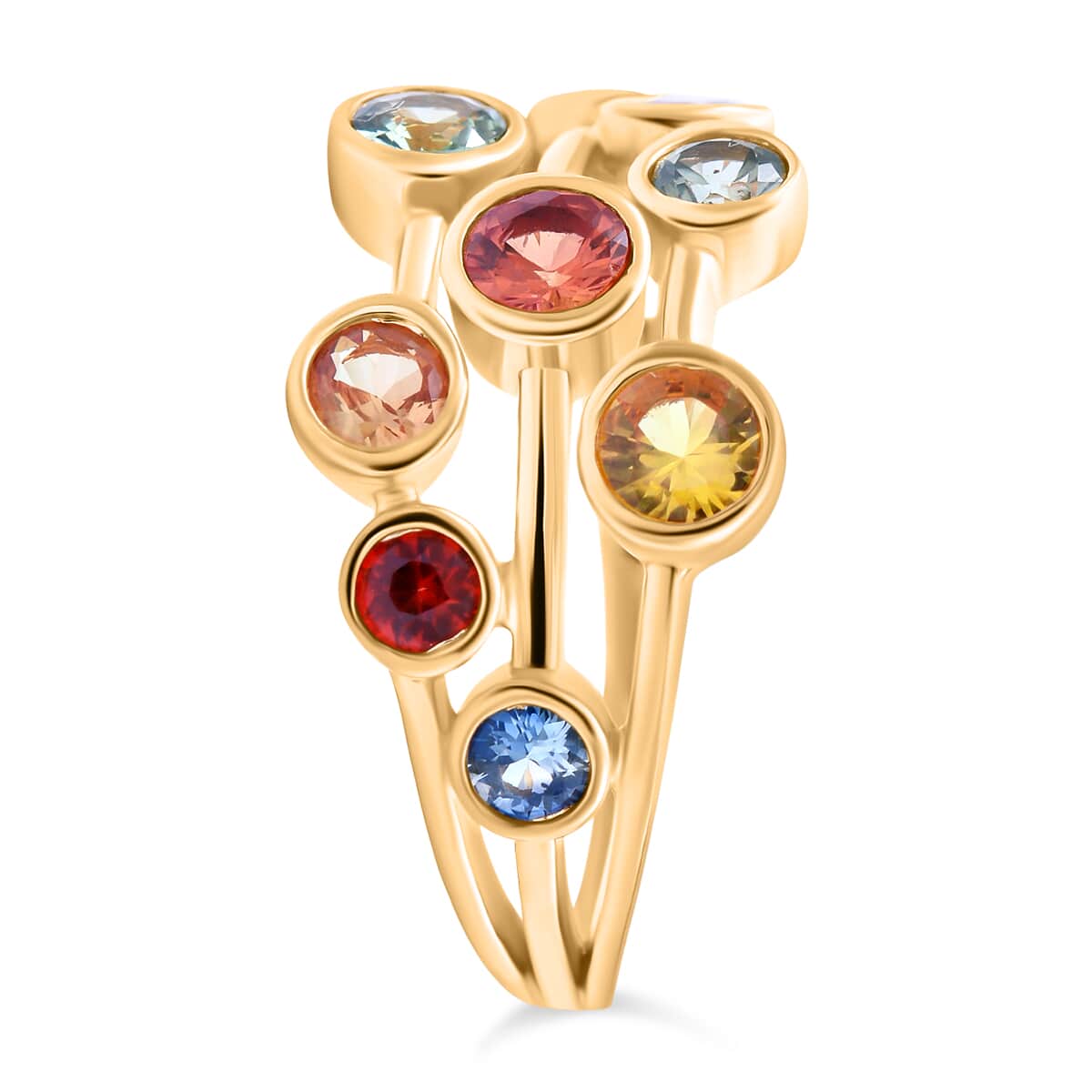 Multi Sapphire 1.95 ctw Ring in Vermeil Yellow Gold Over Sterling Silver image number 2