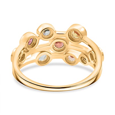 Multi Sapphire 2.00 ctw Bubbles Ring in Vermeil Yellow Gold Over Sterling Silver (Size 10.0) 
