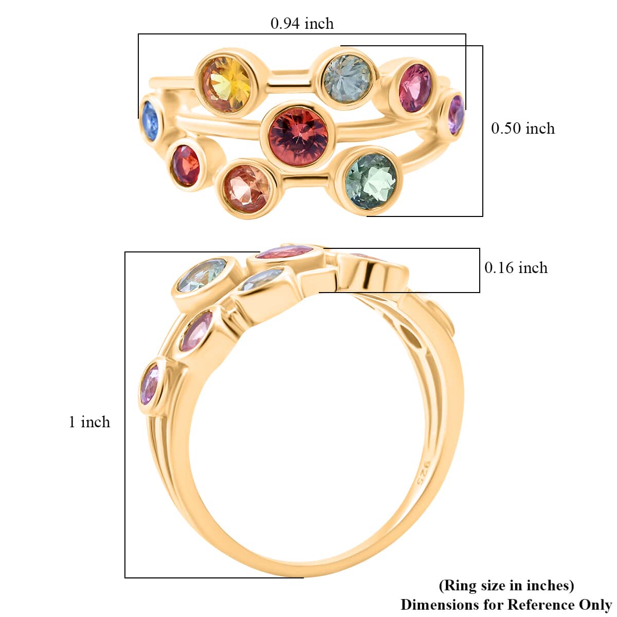 Multi Sapphire 1.95 ctw Ring in Vermeil Yellow Gold Over Sterling Silver image number 4