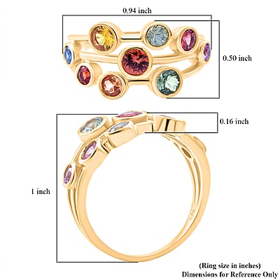 Multi Sapphire 2.00 ctw Bubbles Ring in Vermeil Yellow Gold Over Sterling Silver (Size 10.0) 