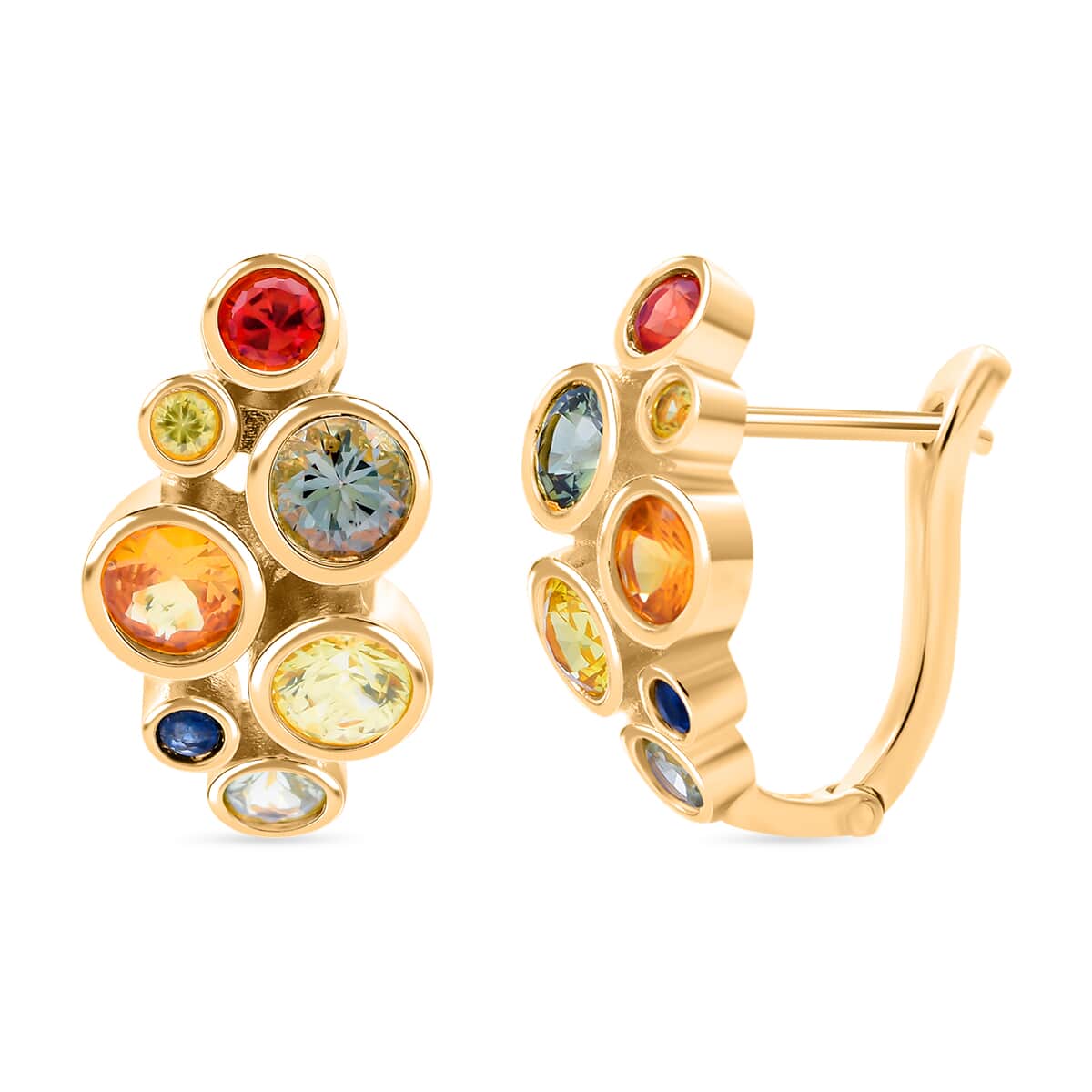 Multi Sapphire 2.50 ctw Bubbles Earrings in Vermeil Yellow Gold Over Sterling Silver  image number 0