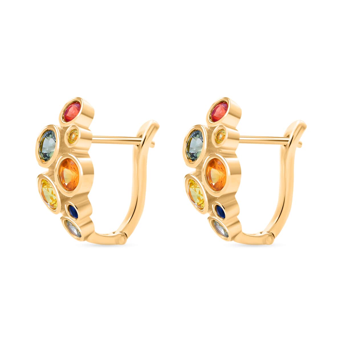 Multi Sapphire 2.50 ctw Bubbles Earrings in Vermeil Yellow Gold Over Sterling Silver  image number 2