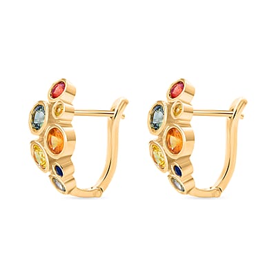 Multi Sapphire 2.50 ctw Bubbles Earrings in Vermeil Yellow Gold Over Sterling Silver 