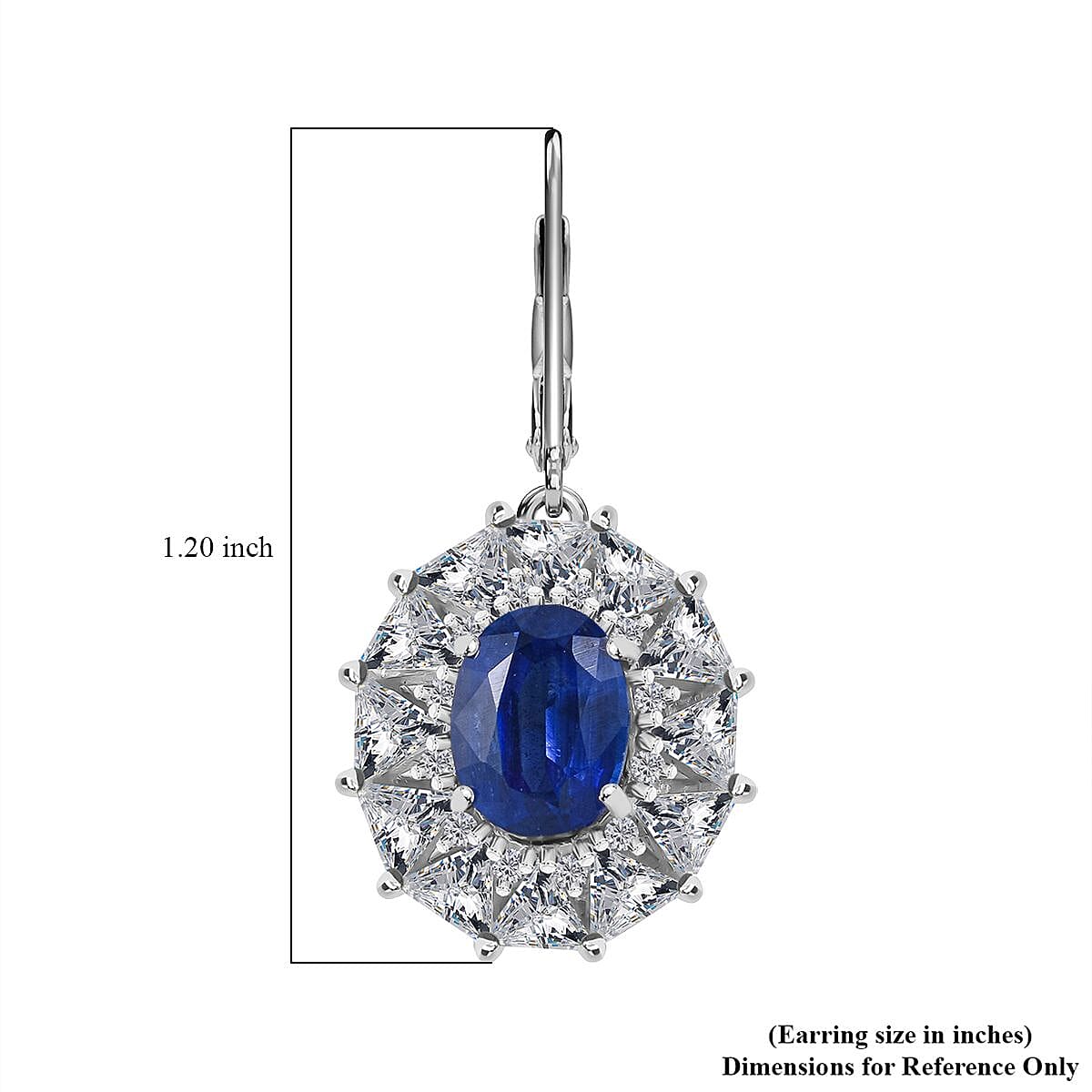 Kashmir Blue Kashmir Blue Kyanite and White Topaz 6.85 ctw Midnight Radiance Halo Lever Back Earrings in Rhodium Over Sterling Silver