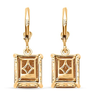 Radiant Cut Brazilian Citrine 11.25 ctw Butterfly Earrings in 18K Vermeil Yellow Gold Over Sterling Silver