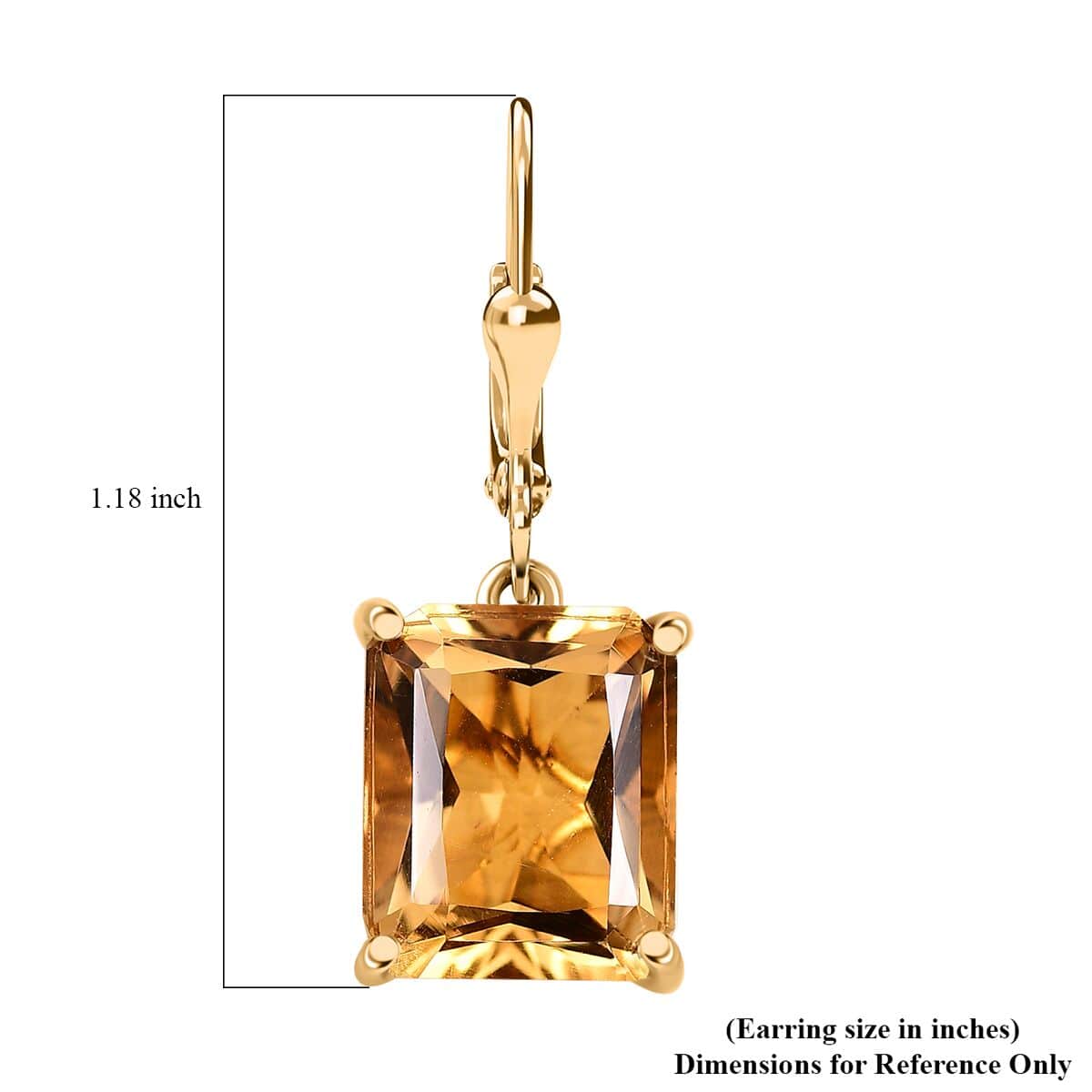 TLV Radiant Cut Brazilian Citrine Lever Back Earrings in 18K Vermeil YG Over Sterling Silver 11.25 ctw image number 5