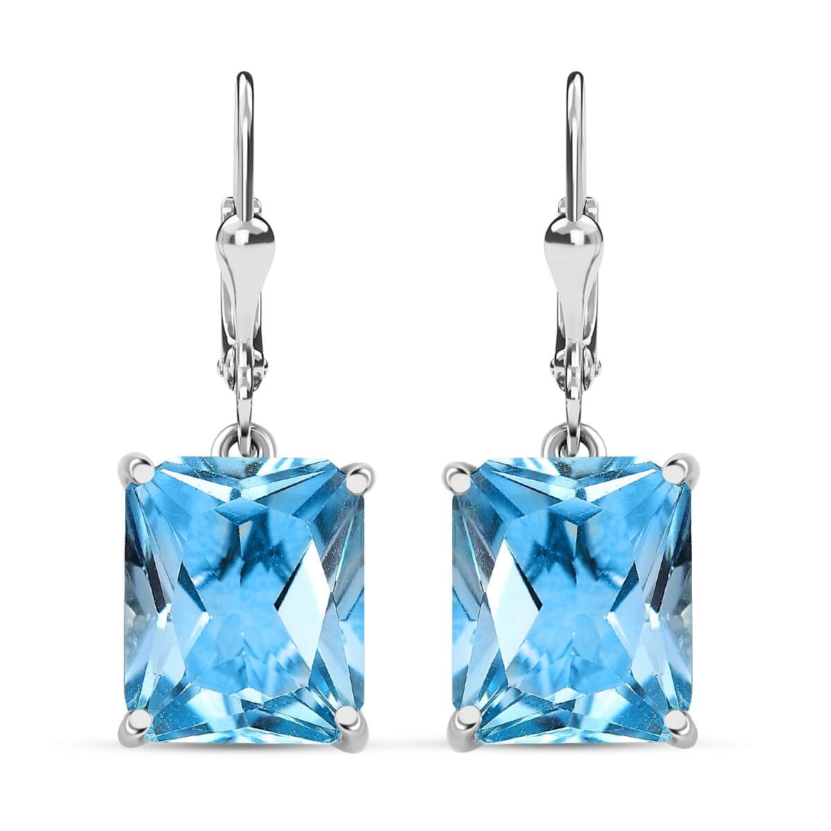 Radiant Cut Sky Blue Topaz 14.90 ctw Butterfly Earrings in Rhodium Over Sterling Silver image number 0