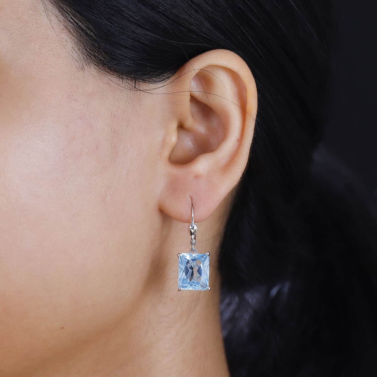 Radiant Cut Sky Blue Topaz 14.90 ctw Butterfly Earrings in Rhodium Over Sterling Silver image number 2