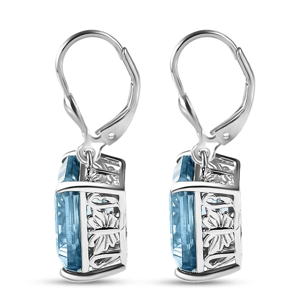 Radiant Cut Sky Blue Topaz 14.90 ctw Butterfly Earrings in Rhodium Over Sterling Silver image number 3