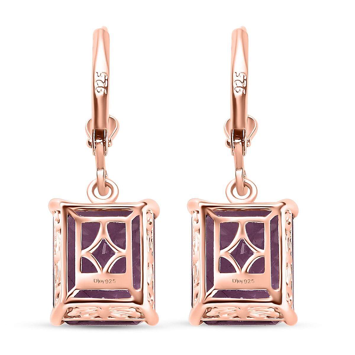 D'Joy Radiant Cut Rose De France Amethyst 11.00 ctw Butterfly Earrings in 18K Vermeil Rose Gold Over Sterling Silver image number 4