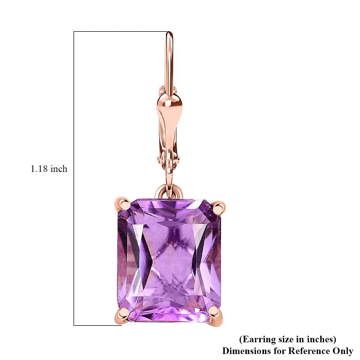 D'Joy Radiant Cut Rose De France Amethyst 11.00 ctw Butterfly Earrings in 18K Vermeil Rose Gold Over Sterling Silver image number 5