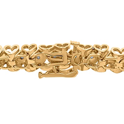Diamond 1.00 ctw Bracelet in 14K Yellow Gold Over Sterling Silver (7.00 In)