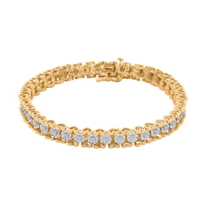 Diamond 1.00 ctw Bracelet in 14K Yellow Gold Over Sterling Silver (7.25 In)
