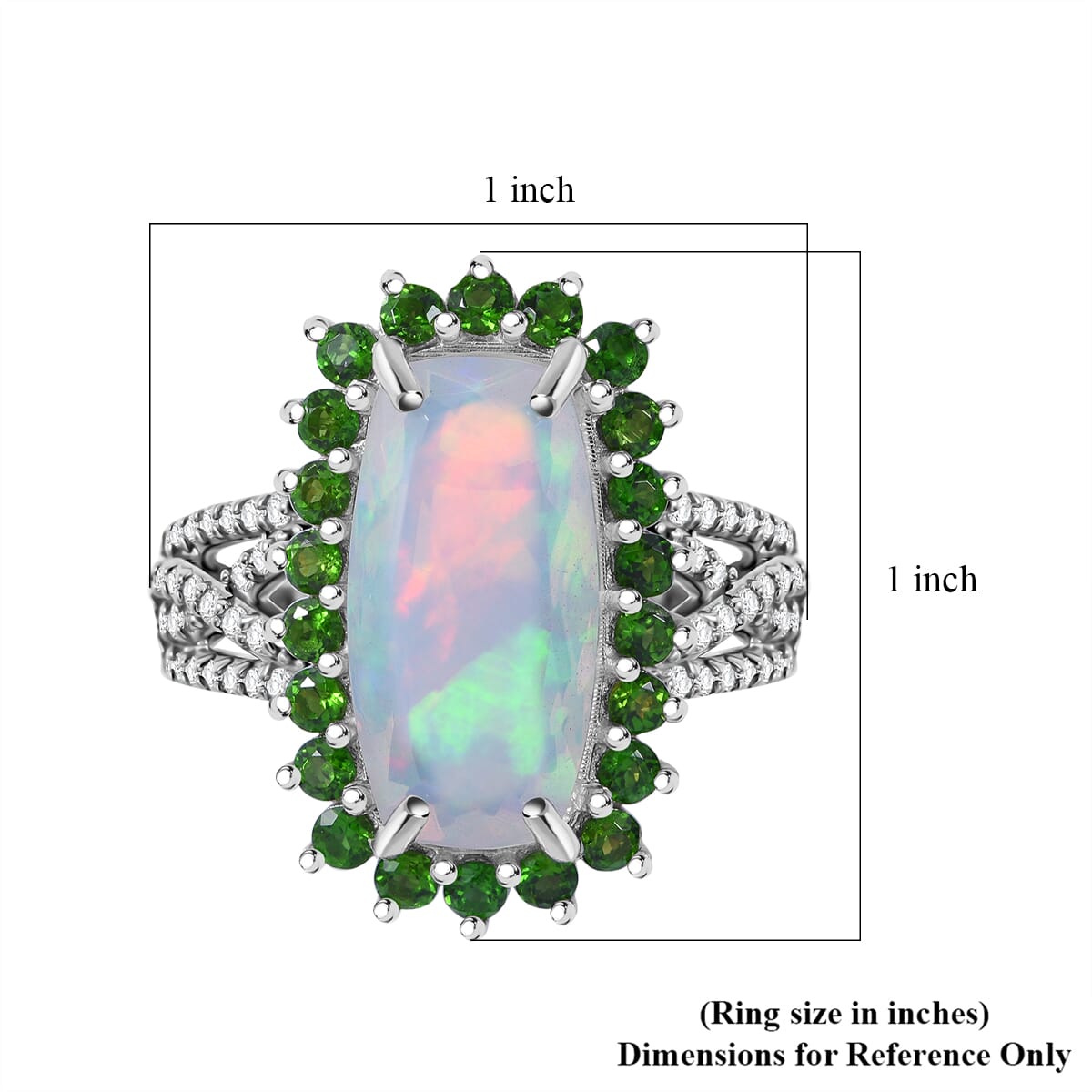 AAA Ethiopian Welo Opal and Multi Gemstone 4.50 ctw Halo Ring in Rhodium Over Sterling Silver (Size 6.0) image number 4