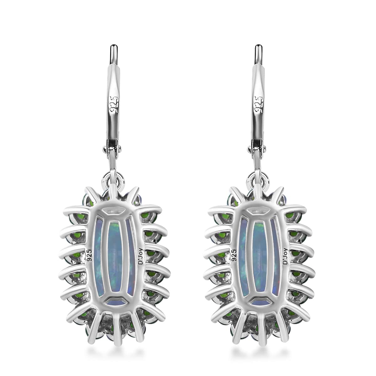 AAA Ethiopian Welo Opal and Chrome Diopside 4.75 ctw Lever Back Earrings in Rhodium Over Sterling Silver image number 3