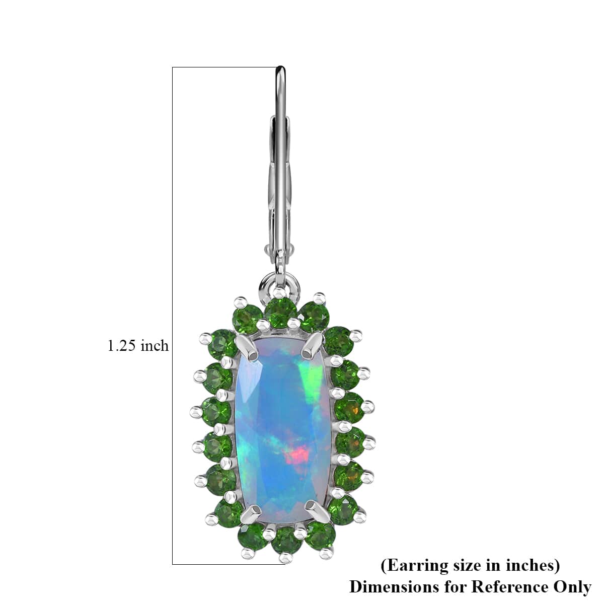 AAA Ethiopian Welo Opal and Chrome Diopside 4.75 ctw Lever Back Earrings in Rhodium Over Sterling Silver image number 4