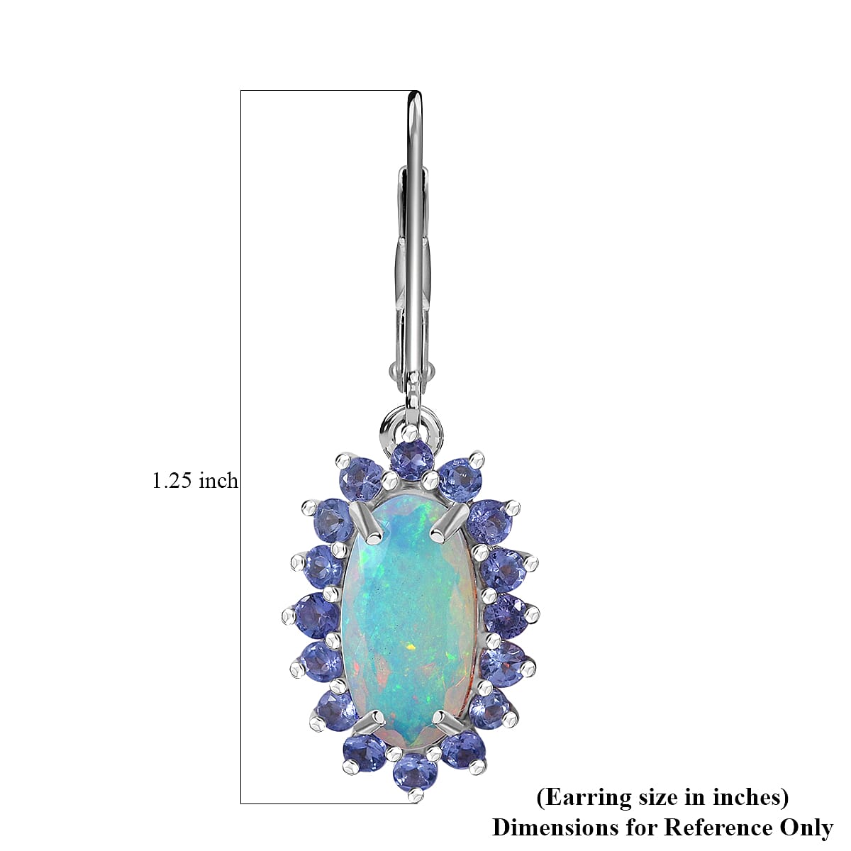 AAA Ethiopian Welo Opal and Tanzanite 4.00 ctw Lever Back Earrings in Rhodium Over Sterling Silver image number 4