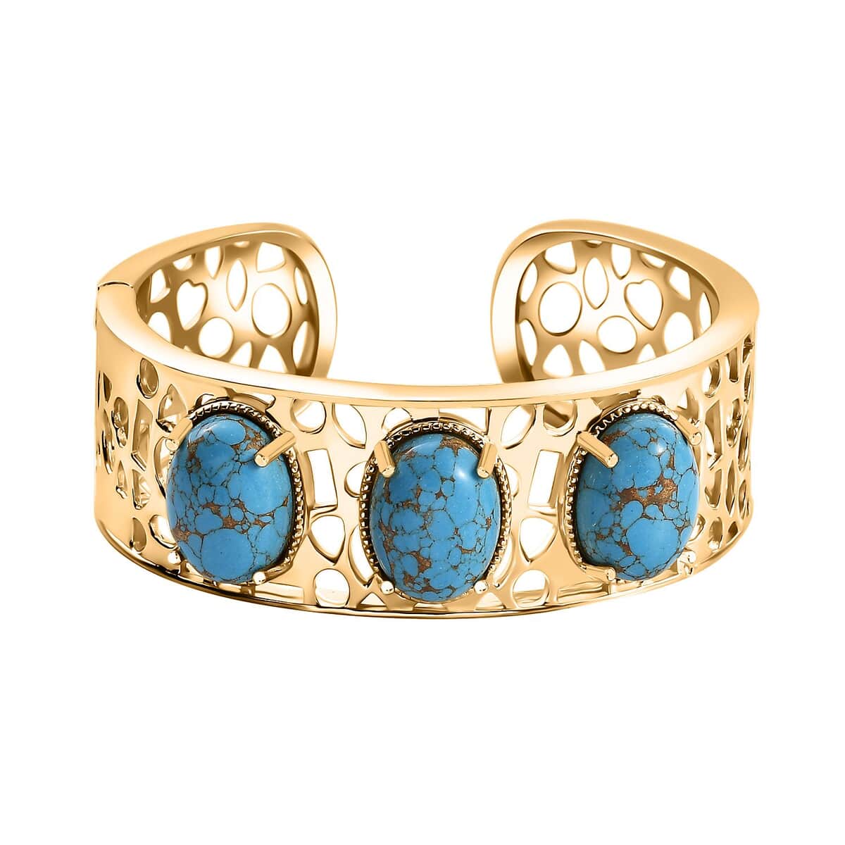 Mojave Blue Turquoise  25.85 ctw Cuff Bracelet in 14K YG Over Copper with Magnet (6.50 In) image number 0