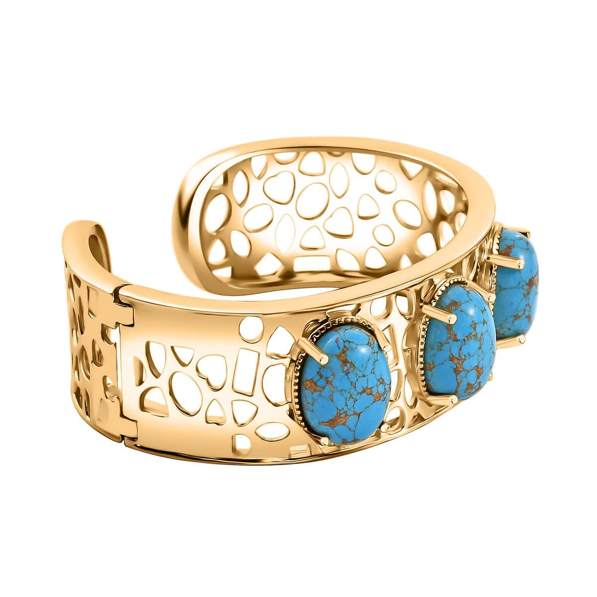 Mojave Blue Turquoise  25.85 ctw Cuff Bracelet in 14K YG Over Copper with Magnet (6.50 In) image number 3