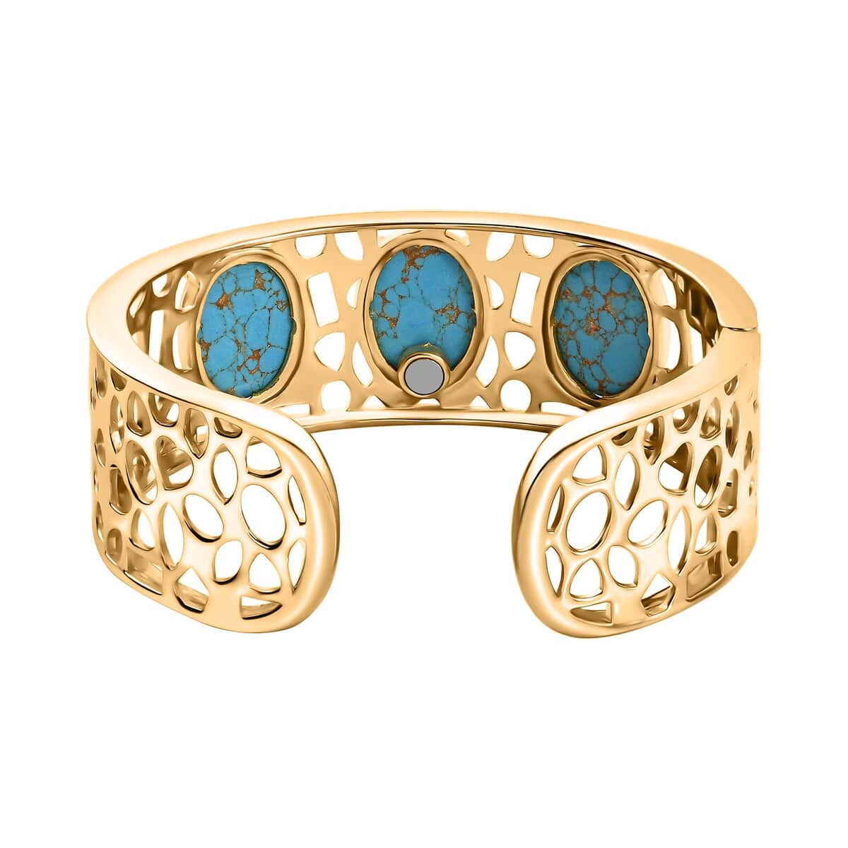 Mojave Blue Turquoise  25.85 ctw Cuff Bracelet in 14K YG Over Copper with Magnet (6.50 In) image number 4