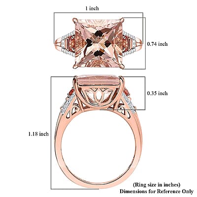 Luxoro AAA Marropino Morganite, Padparadscha Sapphire (BT) and G-H I2 Diamond 8.75 ctw Lotus Ring in 14K Rose Gold (Size 6.0)