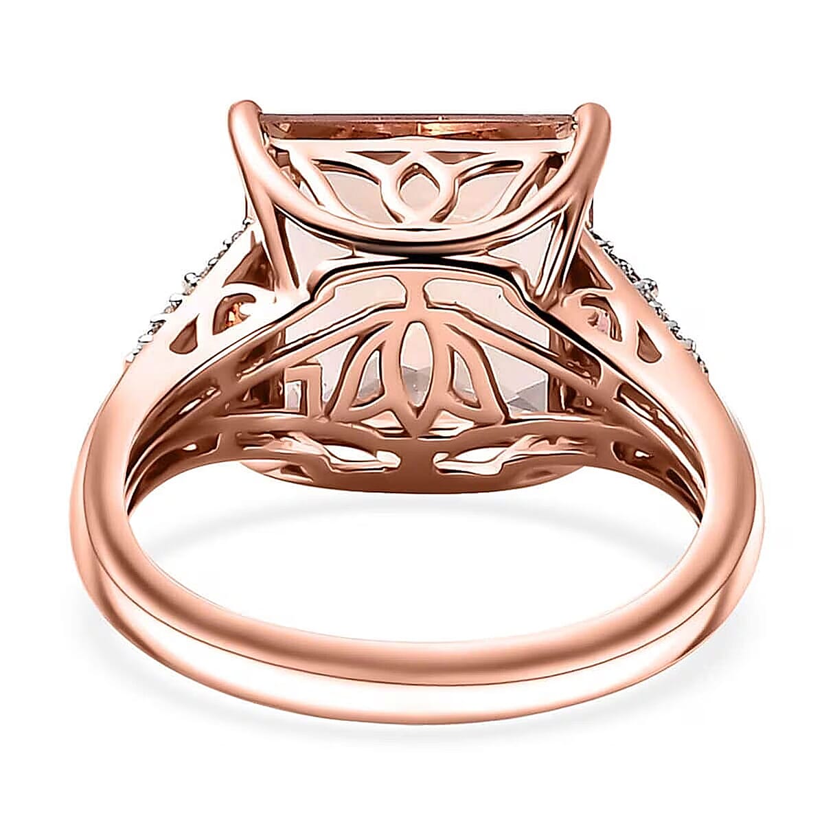 Luxoro AAA Marropino Morganite, Padparadscha Sapphire (BT) and G-H I2 Diamond 8.75 ctw Lotus Ring in 14K Rose Gold (Size 9.0) image number 6