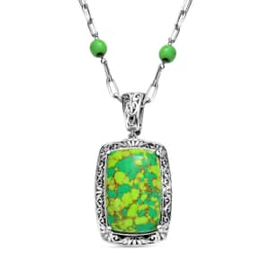 Mojave Green Turquoise 44.65 ctw Fancy Necklace in Platinum Over Copper 18 Inches