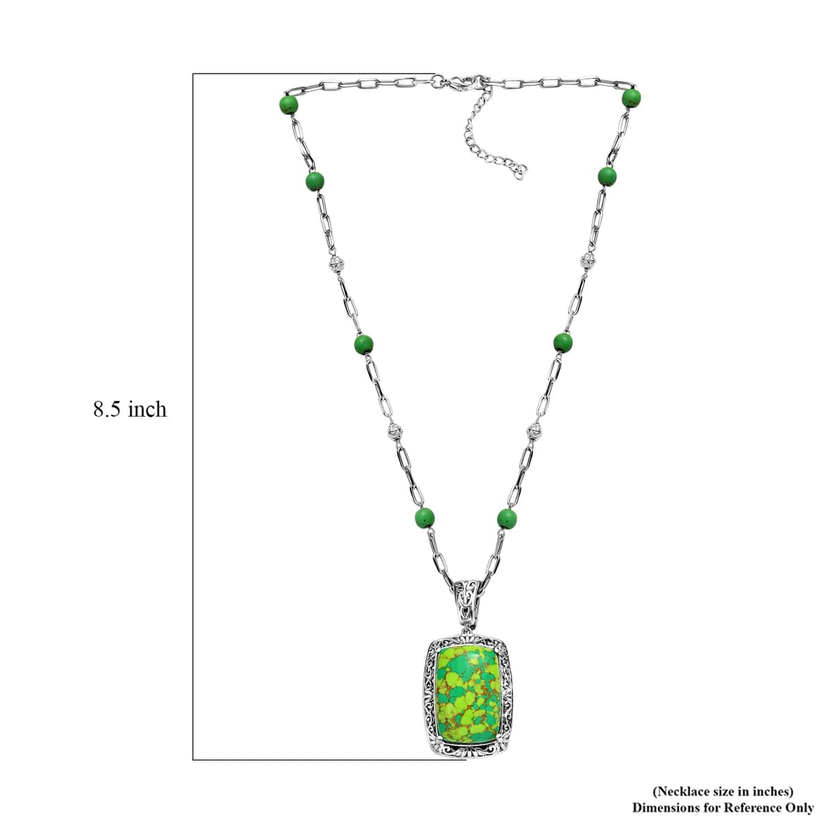 Green Turquoise 44.65 ctw Fancy Necklace in Platinum Over Copper 18 Inches image number 5