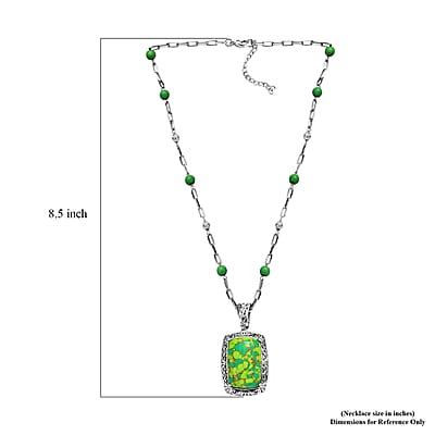 Mojave Green Turquoise 44.65 ctw Fancy Necklace in Platinum Over Copper 18 Inches