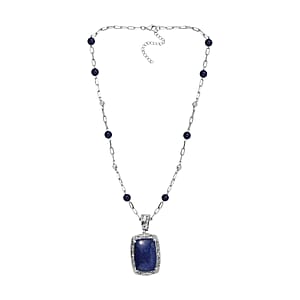 Lapis Lazuli 53.80 ctw Necklace in Platinum Over Copper with Magnet 18-20 Inches