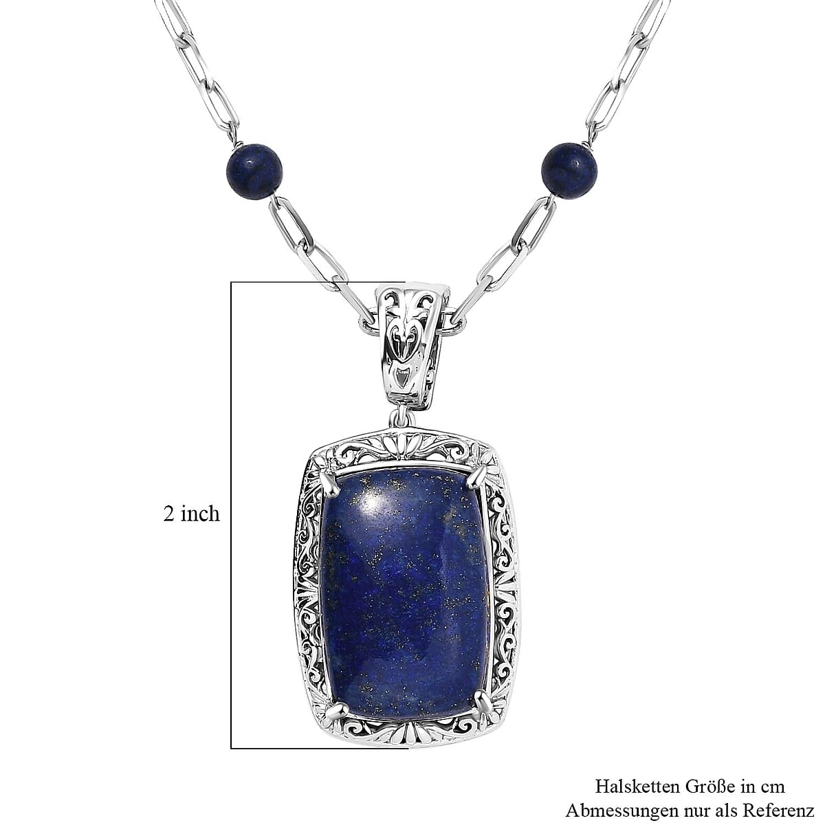 Lapis Lazuli 53.80 ctw Necklace in Platinum Over Copper with Magnet 18-20 Inches image number 5