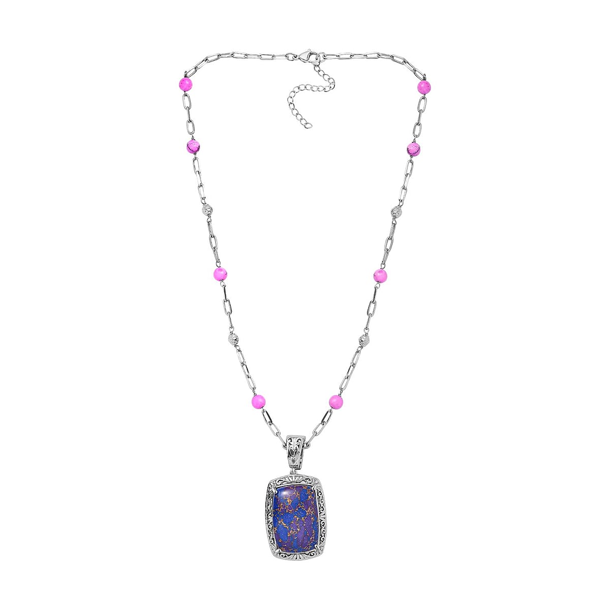 EverTrue Mojave Purple Turquoise 44.80 ctw Necklace in Platinum Over Copper with Magnet 18-20 Inches  image number 4