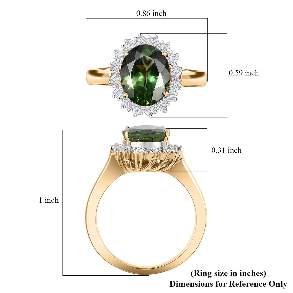 Luxoro Premium Madagascar Green Apatite and G-H I2 Diamond 3.15 ctw Verdant Blossom Ring in 10K Yellow Gold (Size 10.0) 4.30 Grams image number 5