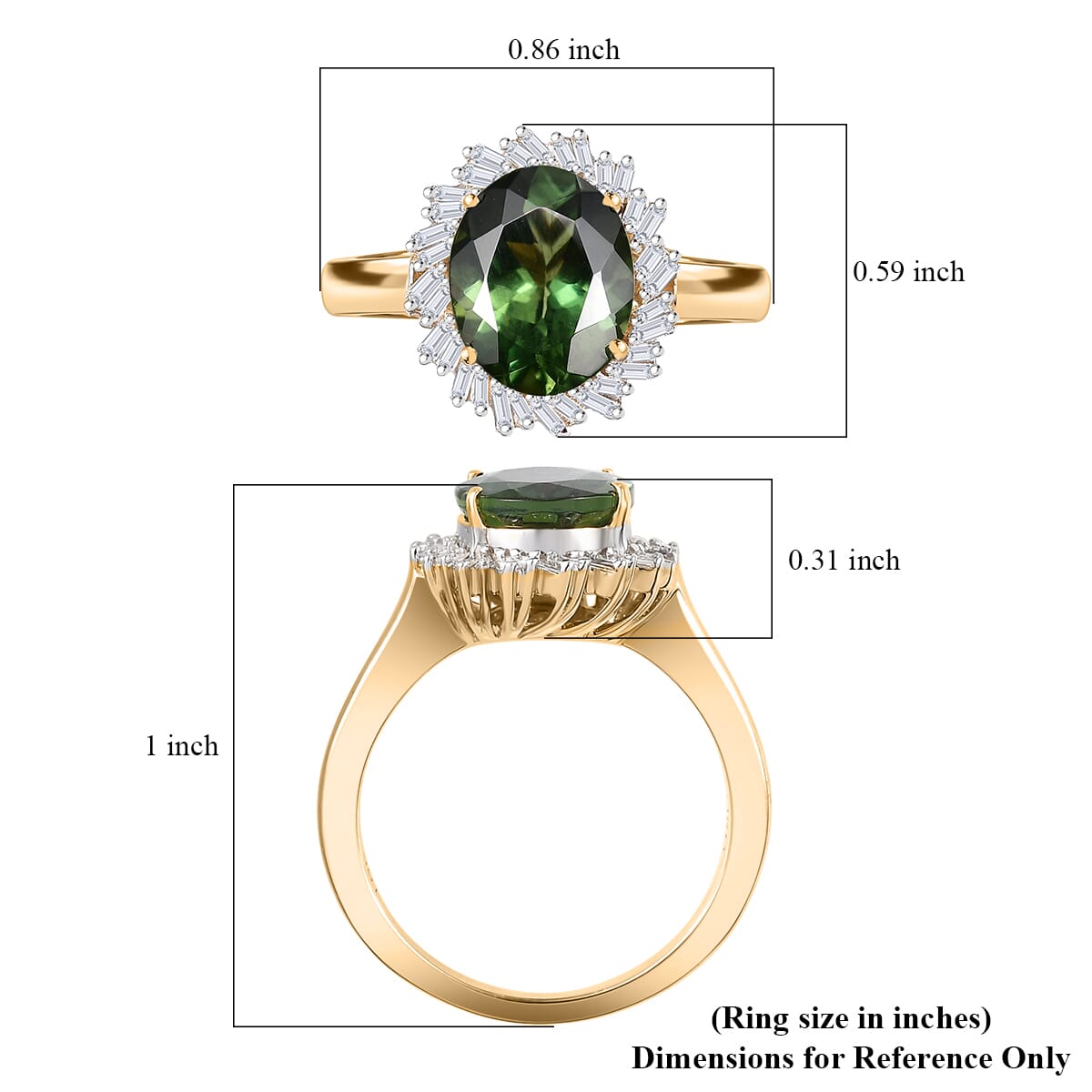 Luxoro Premium Madagascar Green Apatite and G-H I2 Diamond 3.15 ctw Verdant Blossom Ring in 10K Yellow Gold (Size 6.0) 4.30 Grams image number 5