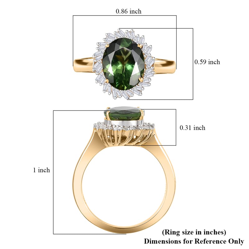 Luxoro Premium Madagascar Green Apatite and G-H I2 Diamond 3.15 ctw Verdant Blossom Ring in 10K Yellow Gold (Size 6.0) 4.30 Grams