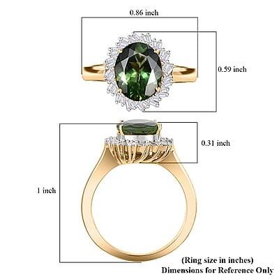 Luxoro Premium Madagascar Green Apatite and G-H I2 Diamond 3.15 ctw Verdant Blossom Ring in 10K Yellow Gold (Size 9.0) 4.30 Grams