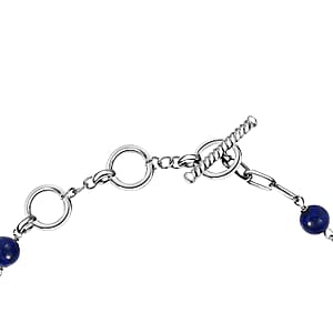EverTrue Lapis Lazuli 55.80 ctw Toggle Clasp Bracelet in Platinum Over Copper with Magnet (7.25-9.0In)