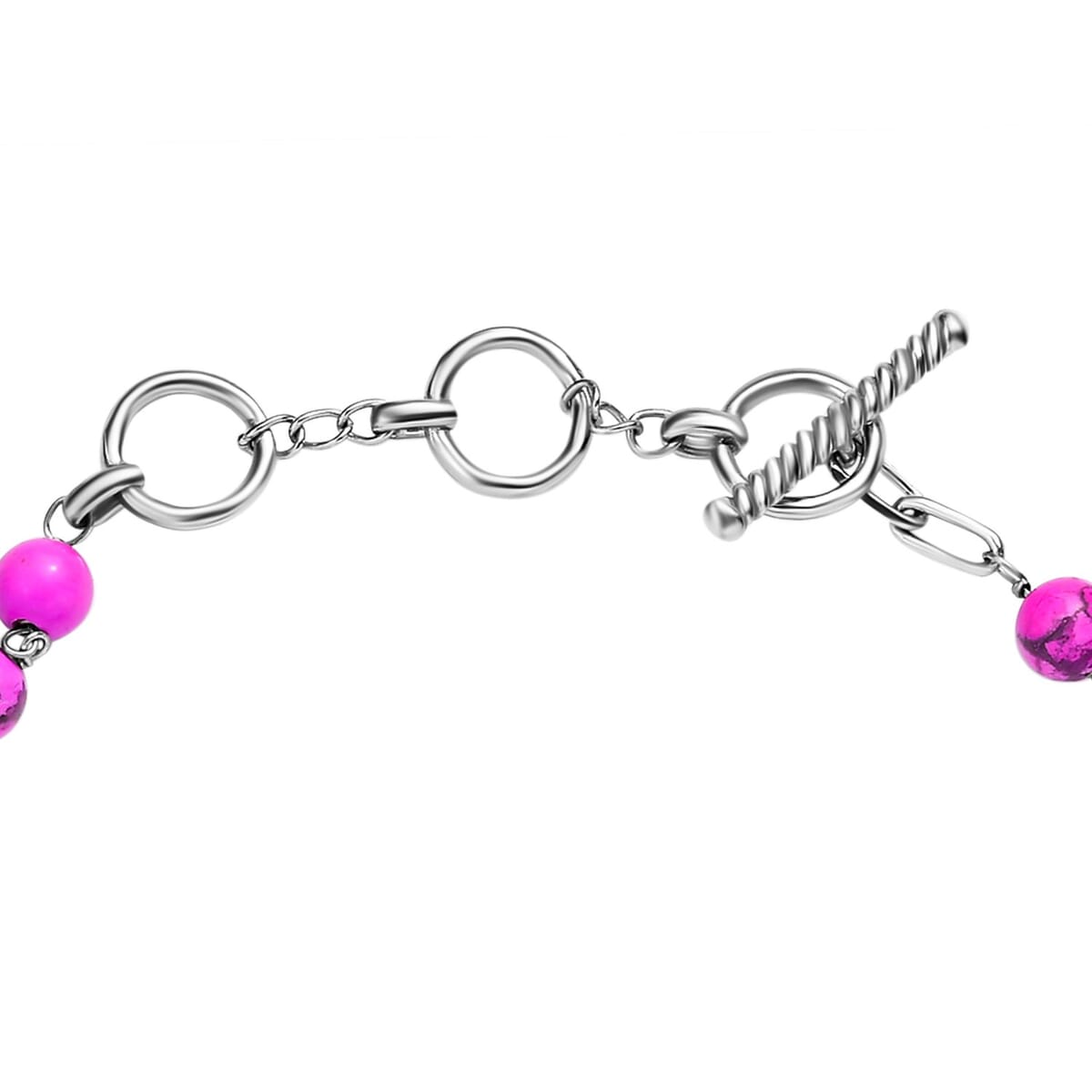 Mojave Purple Turquoise 44.50 ctw Toggle Clasp Bracelet in Platinum Over Copper with Magnet (6.50-8.00In) image number 3