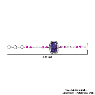 EverTrue Mojave Purple Turquoise 44.50 ctw Toggle Clasp Bracelet in Platinum Over Copper with Magnet (7.25-9.0In)