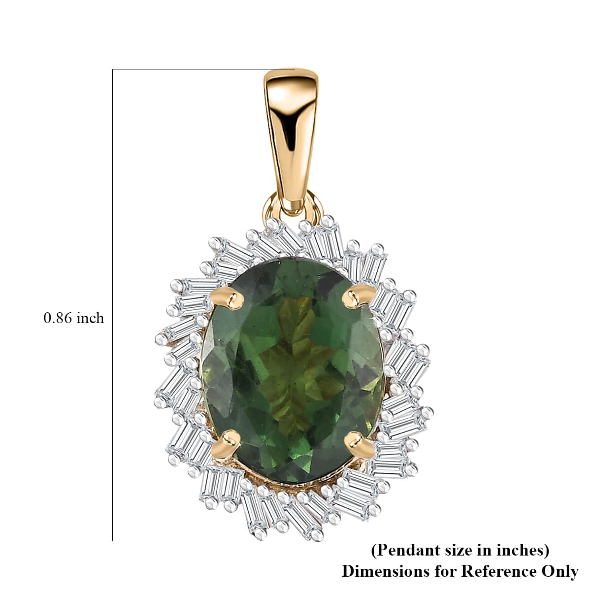 Luxoro Premium Madagascar Green Apatite and G-H I2 Diamond 3.15 ctw Verdant Blossom Pendant in 10K Yellow Gold image number 5