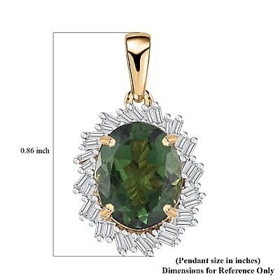 Luxoro Premium Madagascar Green Apatite and G-H I2 Diamond 3.15 ctw Verdant Blossom Pendant without Chain in 10K Yellow Gold