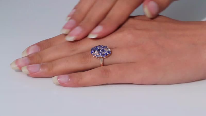 Kashmir Kyanite, White Zircon Celestial Ring in 18K Vermeil RG Over Sterling Silver (Size 8.0) 2.65 ctw