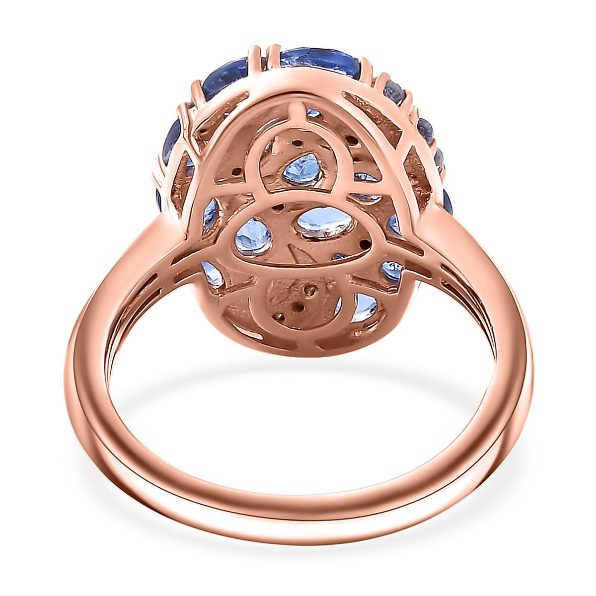 Kashmir Kyanite and White Zircon 2.65 ctw Celestial Ring in 18K Vermeil Rose Gold Over Sterling Silver (Size 10.0) 