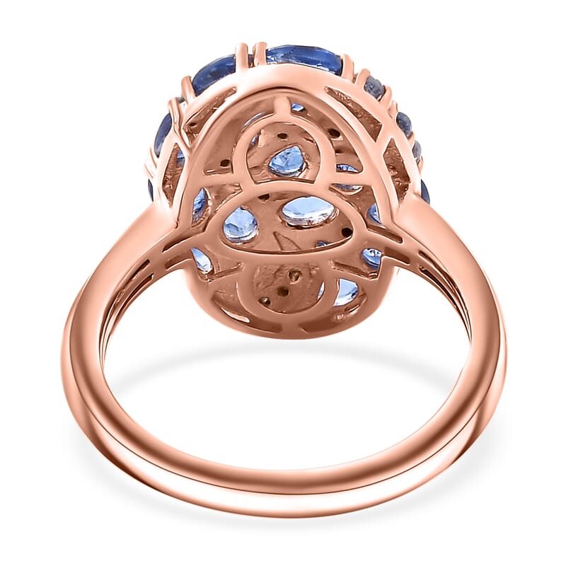 Kashmir Kyanite and White Zircon 2.65 ctw Celestial Ring in 18K Vermeil Rose Gold Over Sterling Silver (Size 10.0) 